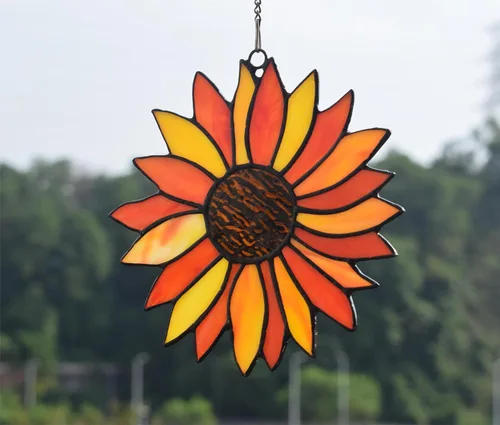 Vista 6 de Lolitarcrafts Atrapasoles de girasol, regalos de flores de sol, colgantes de vidrieras para mamá, abuela