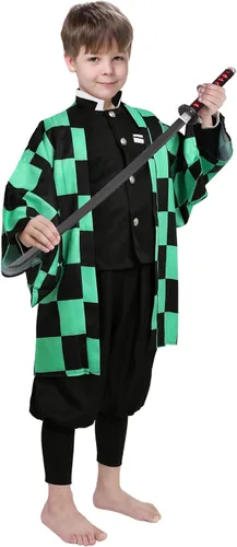 Vista 3 de Tanjirou Cosplay Costume Japanese Anime Kimono Outfit Halloween