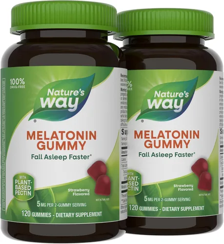 Vista 7 de Nature's Way Gomitas de melatonina para adultos, apoyan el sueño reparador*, duerme más rápido*, sabor a fresa, 5 mg de gomitas de melatonina por 2
