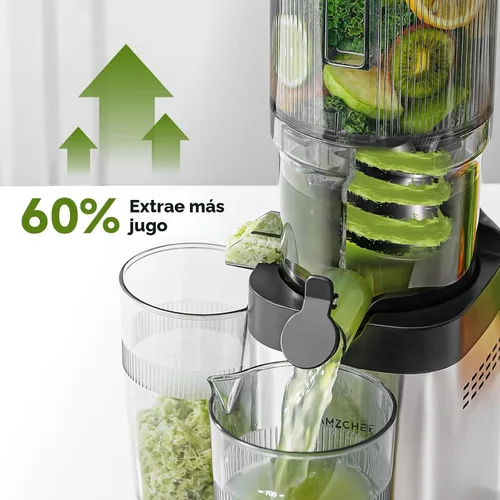 Vista 5 de AMZCHEF Exprimidor de prensa en frío, Juicer lento de autoalimentación de 8-Plateado