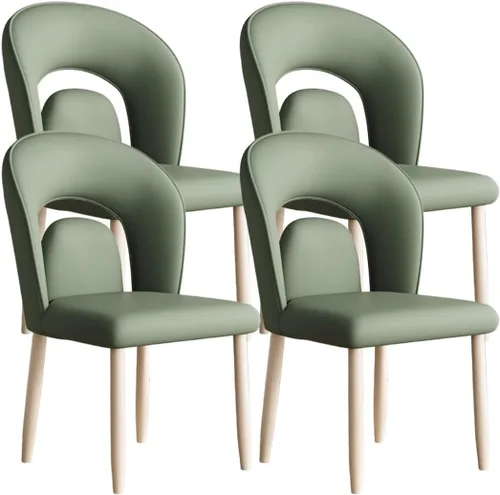 Vista 29 de YVYKFZD Leather Dining Chairs, Kitchen Chairs Set with Curved Back, Upholstered Dining Room Chair, Armless Comfy Side Chair, for Living Room, Dark