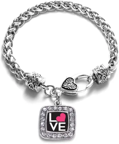 Vista 229 de Pulsera de dijes cuadrados de plata con joyería de circonita cúbica