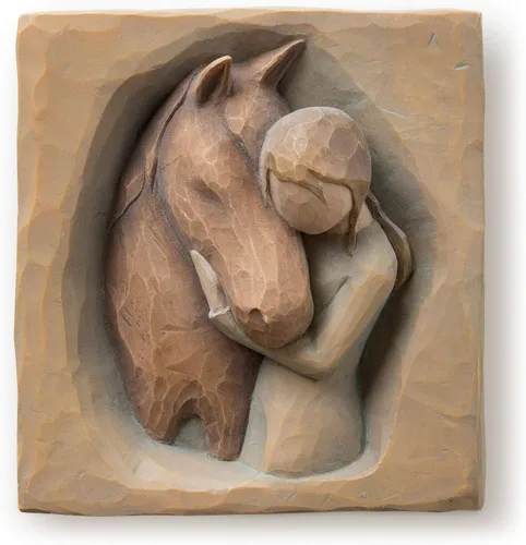 Vista 8 de Willow Tree True, Truly a Friend, una expresión de amistad y amor por los perros en bajorrelieve tallado, placa esculpida pintada a mano Sentiment