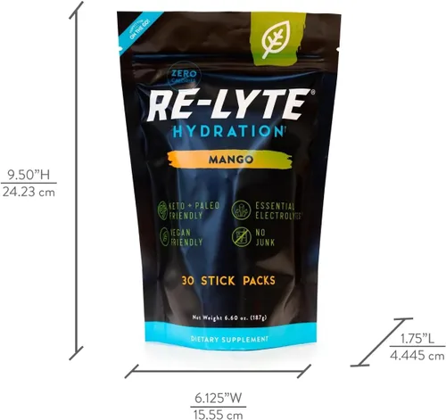 Vista 5 de REDMOND Re-Lyte Hydratio - Mezcla de polvo para bebidas electrolíticas (Mango), 30 paquetes Electrolitos sin azúcar, paquetes de hidratación