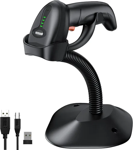 Vista 9 de Symcode Escáner de código de barras USB 1D con soporte Lector de código de barras láser con cable de mano con soporte de cuello de cisne y cable