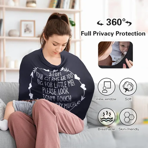 Vista 3 de Metplus Funda de asiento de automóvil sin contacto para bebés, fundas de lactancia para mamá, bufanda de lactancia, toldo multiusos para asiento