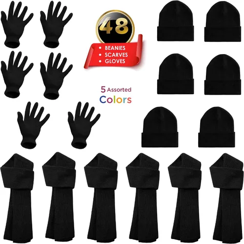 Vista 2 de Moda West Bulk 2448 Pack Winter Kit Wholesale Gloves Beanies Scarves Set Warm Accessories Donation Charity Care Bundle
