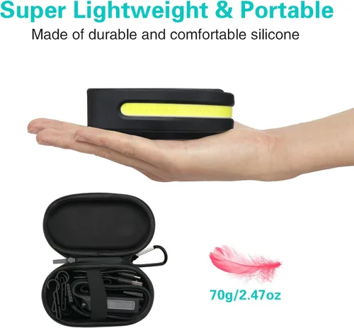 Vista 4 de SEVENKA 3 faros recargables con luz roja, linterna LED con funda de transporte, 1000 lúmenes, haz ancho de 230° y luz puntual, modo sensor, lámpara