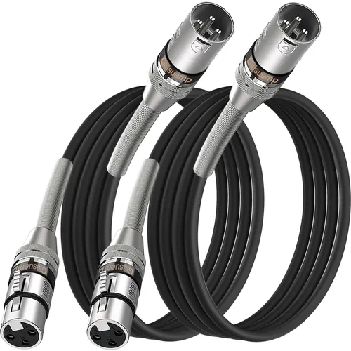 Vista 8 de Cable de micrófono XLR a XLR de 10 pies, cable XLR macho a hembra, cable de altavoz de micrófono blindado equilibrado de 3 pines, resorte de metal