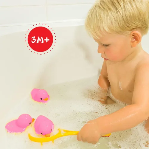 Vista 2 de 16 patos de goma rosa para niños, patos de goma chirriantes a granel, patos de goma para baby shower, decoración de patos de fiesta (2.2 pulgadas)