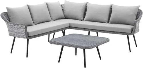 Vista 9 de Modway EEI-3176-GRY-GRY-SET - Sillón Endeavor de mimbre para patio al aire libre, 2 sillones, gris