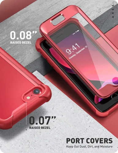 Vista 6 de i-Blason Ares - Funda para iPhone SE 2022 (3ª generación), [protector de pantalla integrado] Funda transparente resistente de doble capa para iPhone
