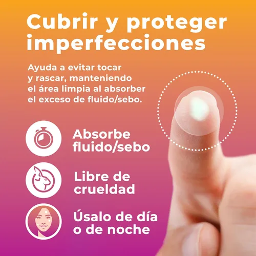 Vista 3 de PatchRx Parches para Acné en la Cara (120 Unidades) Parques Hidrocoloides Transparentes, Parques para Granos, Parques para Espinillas, Parques