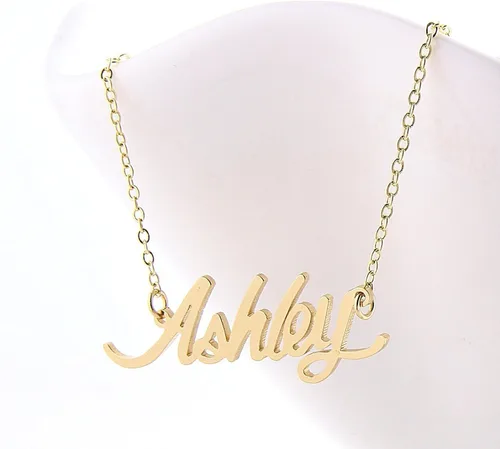 Vista 3 de HUAN XUN - Collar con nombre personalizado en plata dorada