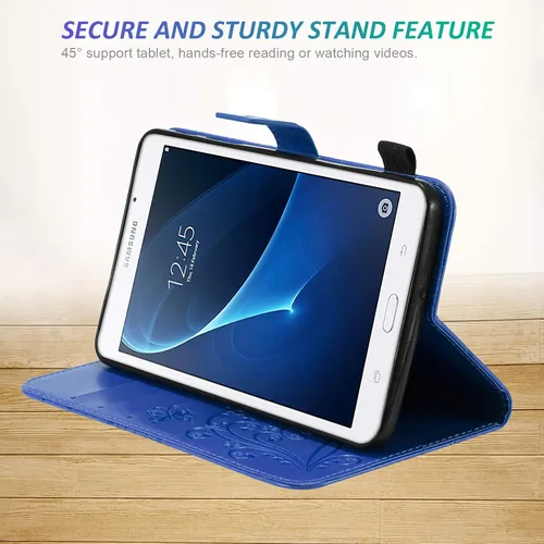 Vista 7 de Funda para Samsung Galaxy Tab A 7.0 2016 (SM-T280/T285) con portalápices [Encendido/apagado automático] Folio Stand Smart Magnetic Wallet Embossed