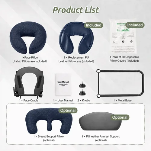 Vista 9 de Reposacabezas de masaje para cama, cuna ajustable para masaje facial en casa, kit de mesa de masaje portátil para colchón de dormir, almohada boca