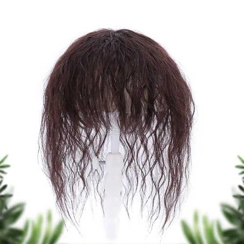 Vista 6 de YYDS Peluca de cabello humano con flequillo. Aumenta la cantidad de cabello en la parte superior de la cabeza para cubrir el cabello blanco Negro
