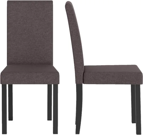 Vista 13 de COSTWAY Juego de 2 sillas de comedor sin brazos de tela, sillas laterales tapizadas de cocina con patas de madera de goma, asiento acolchado y Beige