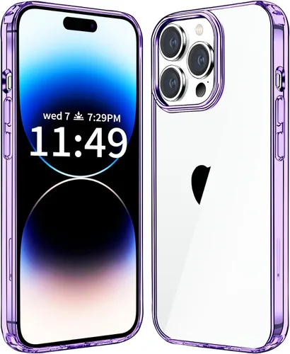 Vista 10 de JJGoo Funda transparente compatible con iPhone 14 Pro, no amarillea, a prueba de golpes, para 14 Pro, delgada, antiarañazos, carcasa protectora