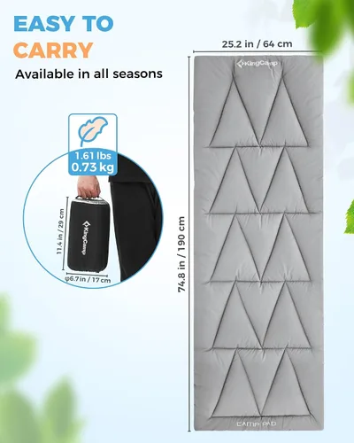 Vista 4 de KingCamp Cot Mattress Pad, Portable Lightweight Cot Mattress, Non-Slip Camping Mat Soft Comfortable Non-Slip Cot Pad for Camp, RV Bunk