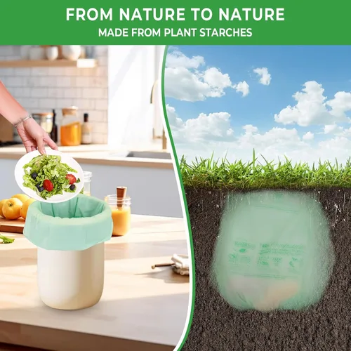 Vista 5 de Bolsas de compost pequeñas de 2.6 galones - 80 unidades de 0.8 mil de espesor, bolsas de basura compostables para contenedor de encimera