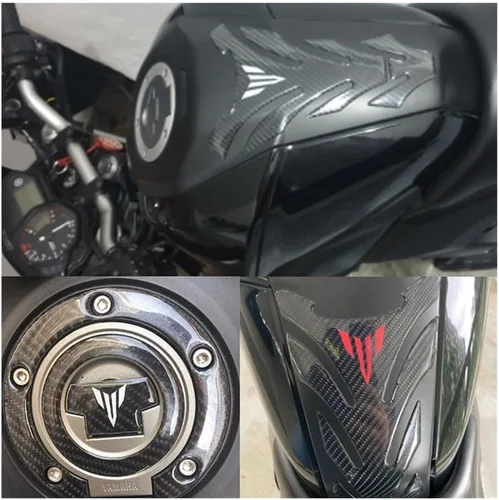 Vista 2 de Almohadillas de tanque de motocicleta para Yamaha MT09/03/07 GT FZ-09 XSR900 YZF-R1 R6 de fibra de carbono, protector de tapa de depósito