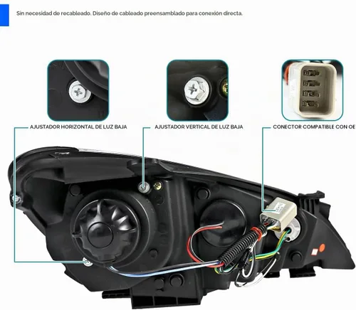 Vista 4 de SPEC-D TUNING Faros LED de proyector de cromo estilo compatible con Hyundai Genesis 2010-2012 de 2 puertas Coupé, conjunto de faros izquierdo +