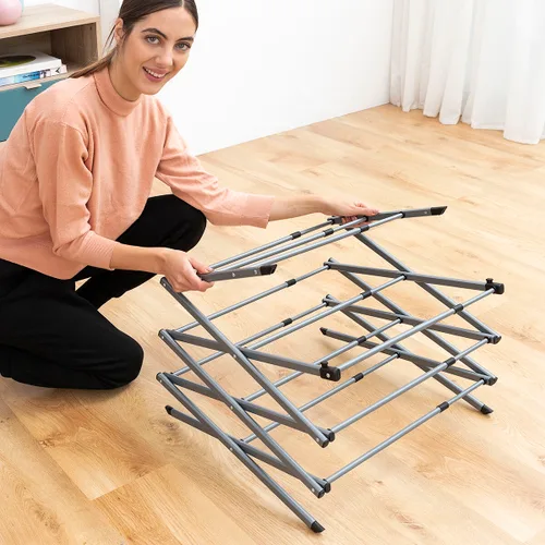 Vista 7 de Tendedero Metálico Plegable y Extensible con 3 Alturas Cloxy InnovaGoods 11 barras