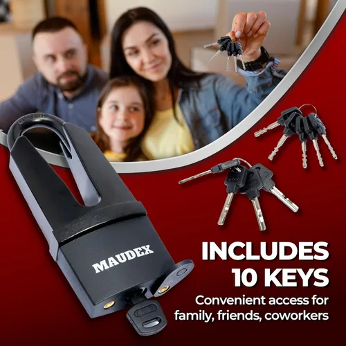 Vista 5 de Maudex® MDL60 Candado de alta seguridad para uso en exteriores – [10 llaves] – [Cilindro antitaladro, antipúas] – Cerradura ideal para unidad