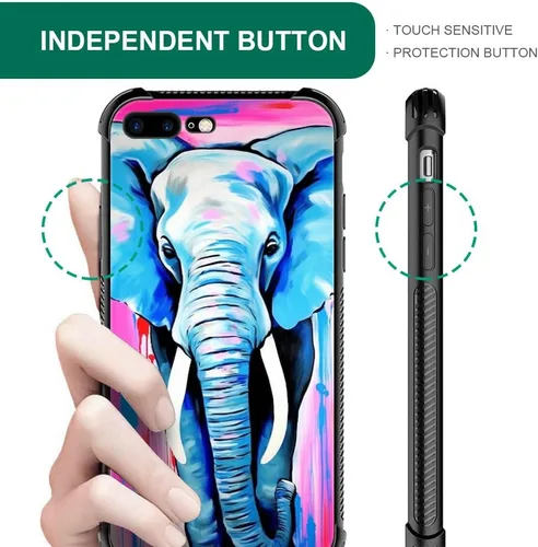 Vista 4 de Funda compatible con iPhone 8 Plus, diseño de elefantes africanos para iPhone 7 Plus, diseño de patrón a prueba de golpes, antiarañazos, carcasa
