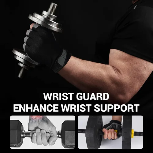 Vista 2 de WULI Guantes de ciclismo de medio dedo para hombres y mujeres, guantes de fitness para ciclismo, transpirabilidad, equipo de yoga antideslizante