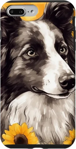 Vista 12 de iPhone 16 Border Collie Dog Watercolor Sunflower Border Collie Case