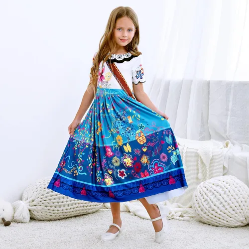 Vista 3 de GZ-LAOPAITOU Encanto Dress for Girls Cosplay Mirabel Princess Costume Birthday Party Halloween Stage Show Party Dress Up