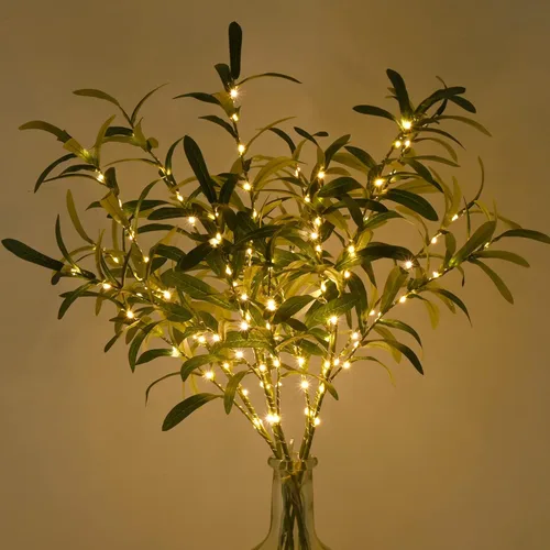 Vista 8 de Waipfaru Ramas de olivo artificiales para jarrones, ramas de olivo con aceitunas realistas, tallos de vegetación artificial para centros de mesa