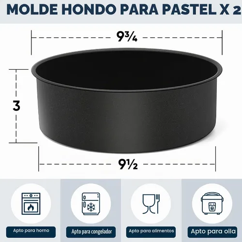 Vista 2 de E-far Juego de 2 moldes para pasteles de 9½ x 3 pulgadas, moldes redondos de acero inoxidable antiadherentes para hornear pasteles de cumpleaños