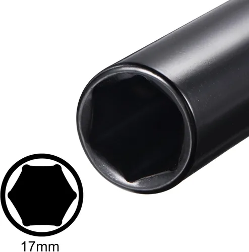 Vista 3 de uxcell 1/2" Drive by 0.669 in Deep Socket, acero CR-V tratado térmicamente 8" longitud, tamaños métricos de 6 puntos