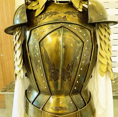Vista 2 de 15th Century Battle LARP Warrior Kingsguard Traje de armadura de medio cuerpo, medio traje de caballero, maravilloso regalo para amantes de la Edad