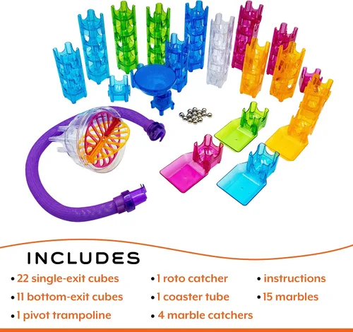 Vista 3 de MindWare Q-BA-Maze - Juego de acrobacias de acción de la próxima generación de laberinto de mármol para niños, STEM Marble Run, recomendado