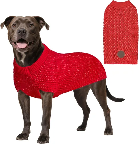 Vista 32 de KYEESE Suéter para Perro con Agujero para Correa para Perros Pequeños Machos Suéter Cálido con Hilo Reflectante Tejido Suave Ropa para Perros Machos