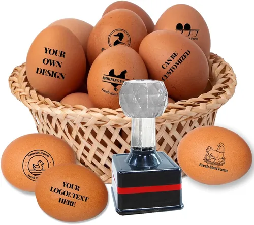 Vista 7 de Sellos de huevos para huevos frescos, sello de huevo personalizado y etiqueta de huevo de pato para creaciones de granja y cocina con múltiples