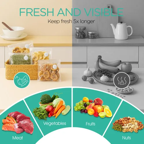 Vista 4 de VOYOR Sellador al vacío de mano para conservación y almacenamiento de alimentos, sellador al vacío portátil para alimentos con bolsas de vacío Negro
