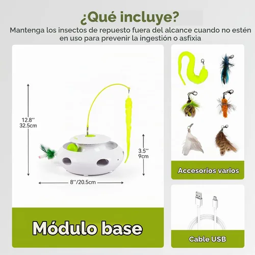 Vista 8 de ALL FOR PAWS Juguete interactivo 3 en 1 para gatos con bolas rodantes, juguete de plumas Whack-a-Mole, juguetes giratorios automáticos para gatitos