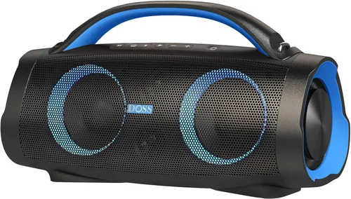 Vista 14 de DOSS Extreme Boom+ Altavoz Bluetooth para exteriores con sonido estéreo de 100 W, graves extra, 20 horas de reproducción, luces LED Party-Sync