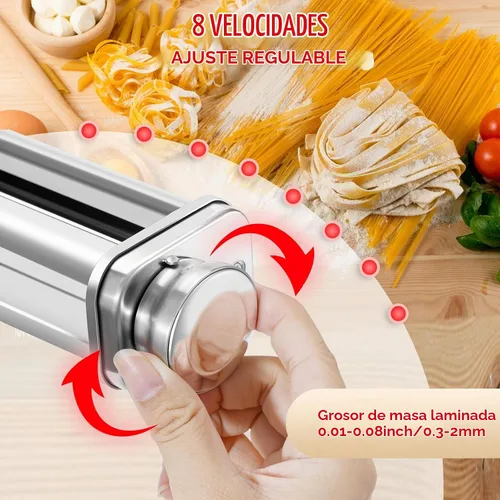 Vista 3 de Rodillo de pasta para batidora de pie Kitchenaid, máquina de pasta para accesorios de mezclador Kitchenaid, accesorio de pasta de acero inoxidable