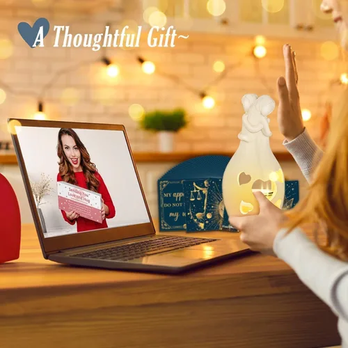 Vista 8 de Regalos de cumpleaños para hermanas, estatua de abrazo blanco, portavelas de abrazo con 50 tarjetas de afirmación diarias, regalo motivacional