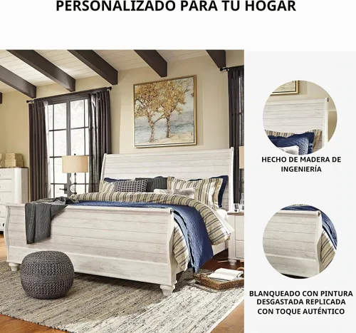 Vista 5 de Signature Design by Ashley Marco de cama de trineo tamaño King Coastal Encalar