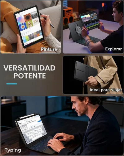 Vista 7 de Funda transparente con teclado para iPad A16 de 11ª/10ª generación Negro