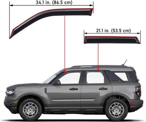 Vista 2 de Lightronic Visera de ventana de ventilación automática con clip extra duradera, se adapta a Ford Bronco Sport 2021-2025, protección UV, deflector