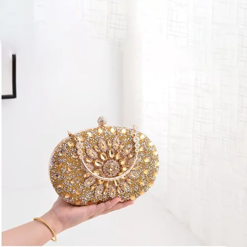 Vista 6 de Bolso de noche para mujeres y niñas, brillante, multicolor, con cuentas de diamantes de imitación, bolso cruzado de embrague para boda, fiesta