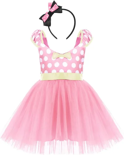 Vista 64 de IWEMEK - Maillot de ballet con diadema para niña con lunares, disfraz con diadema, leotardo